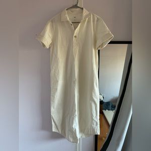 NWT Long collared dress; cream color